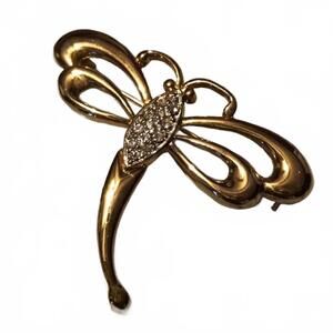 Vintage Gold Roman Signed Butterfly Dragonfly Brooch